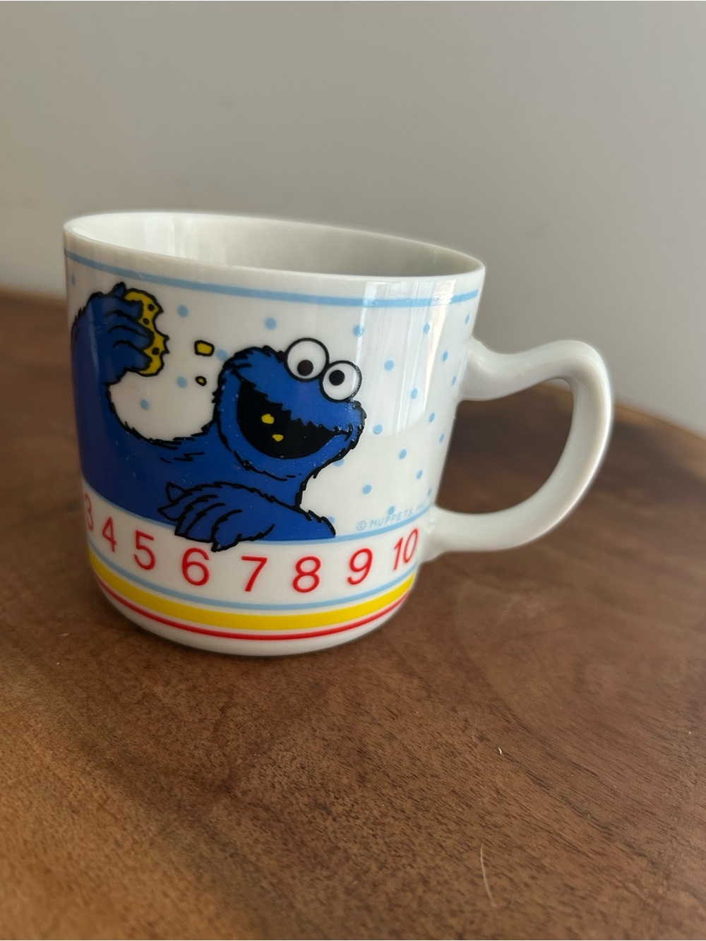 Sesame Street Cookie Monster Porcelain Kids Mug 6 oz Counting numbers Sm white